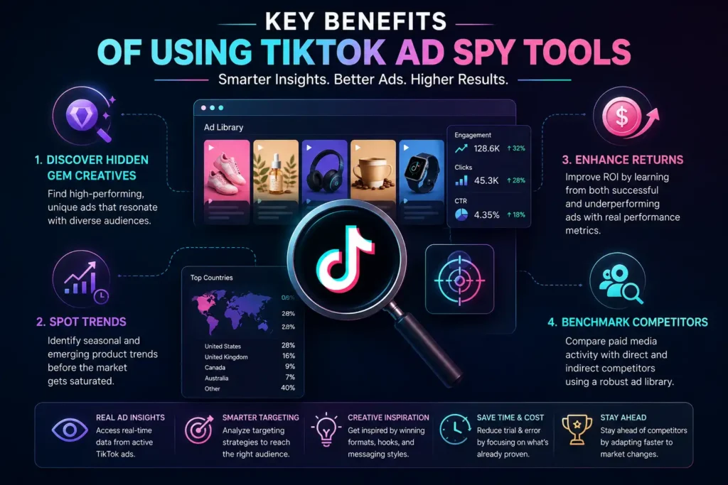 Key benefits of using TikTok ad spy tools