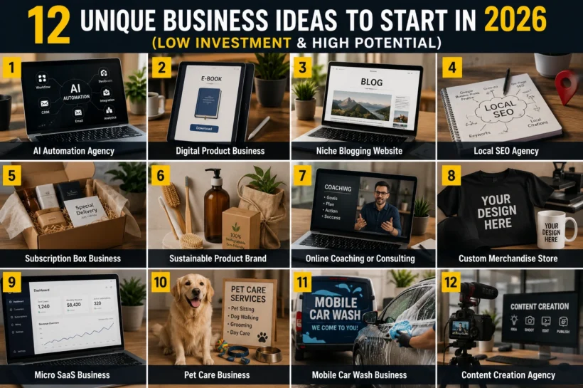 12 Unique Business Ideas to Start in 2026 (Low Investment & High Potential)